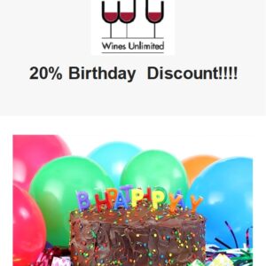 Wines Unlimited offers Birthday Month Discount